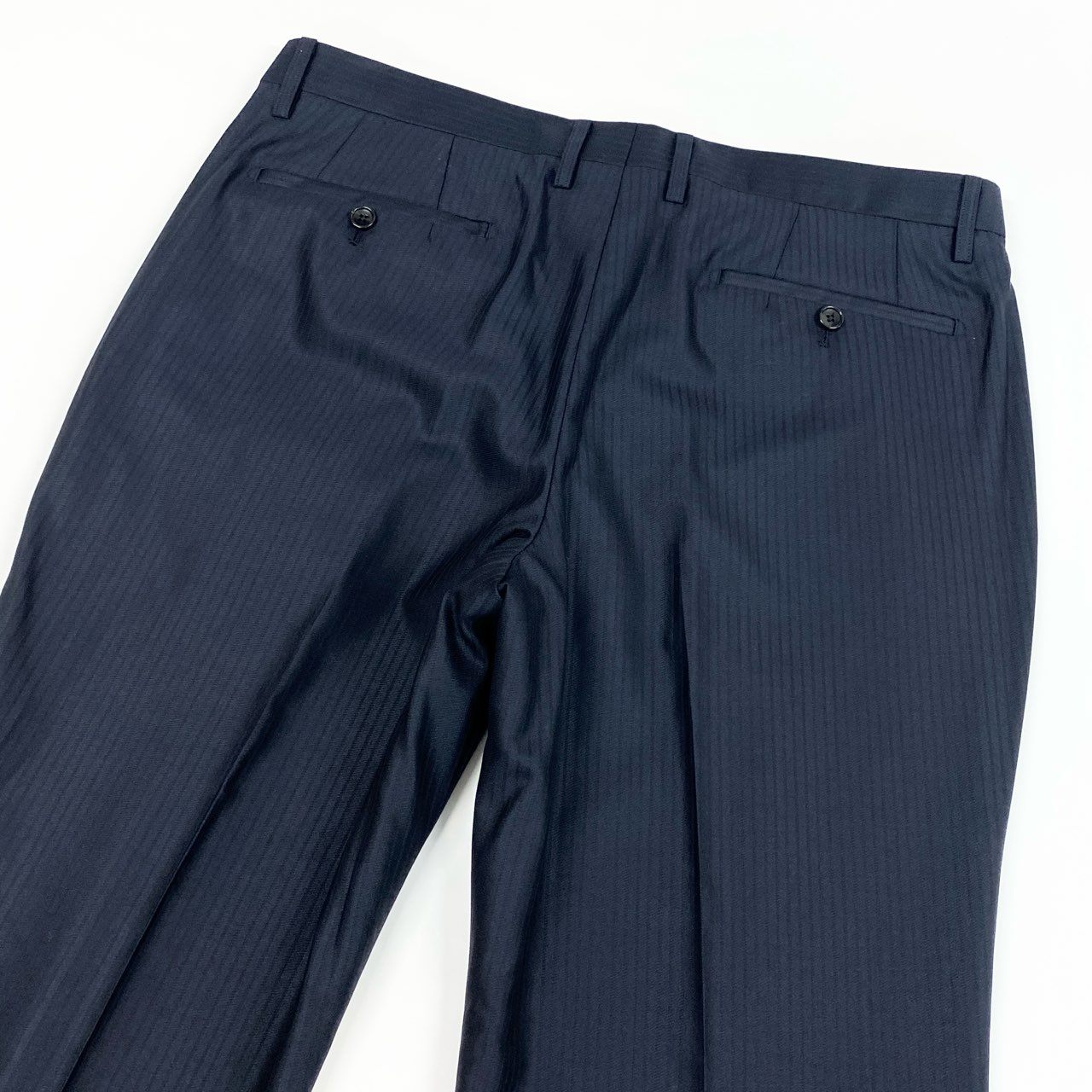 59j6 《極美品》 NICOLE Selection ニコルセレクション 大きいサイズ 3ピース スリーピース シングルスーツ 2釦 ストライプ柄 ビジネス フォーマル 52 ネイビーu02t