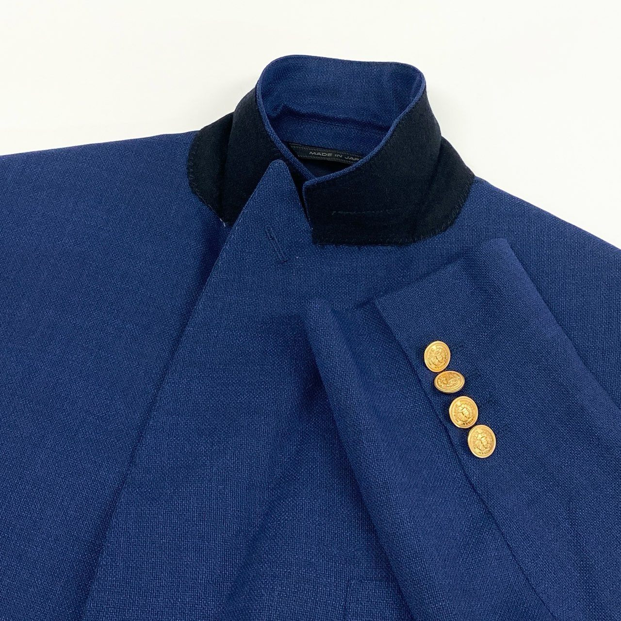 45e9 DURBAN ダーバン Loro Piana ロロピアーナ サマーウール 背抜き 金ボタン 紺ブレ ダブルブレスト ピークド ブレザー テーラードジャケット サイズAB4 ネイビー メンズ 春夏