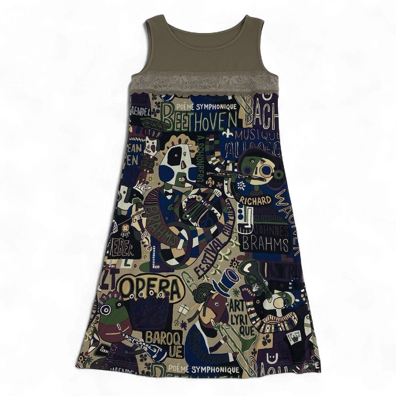 2k19 TOKUKO 1er VOL トクコプルミエヴォル ノースリーブワンピース ロングワンピース 総柄プリント 伸縮ストレッチ 9 カーキ系 レディースu02t