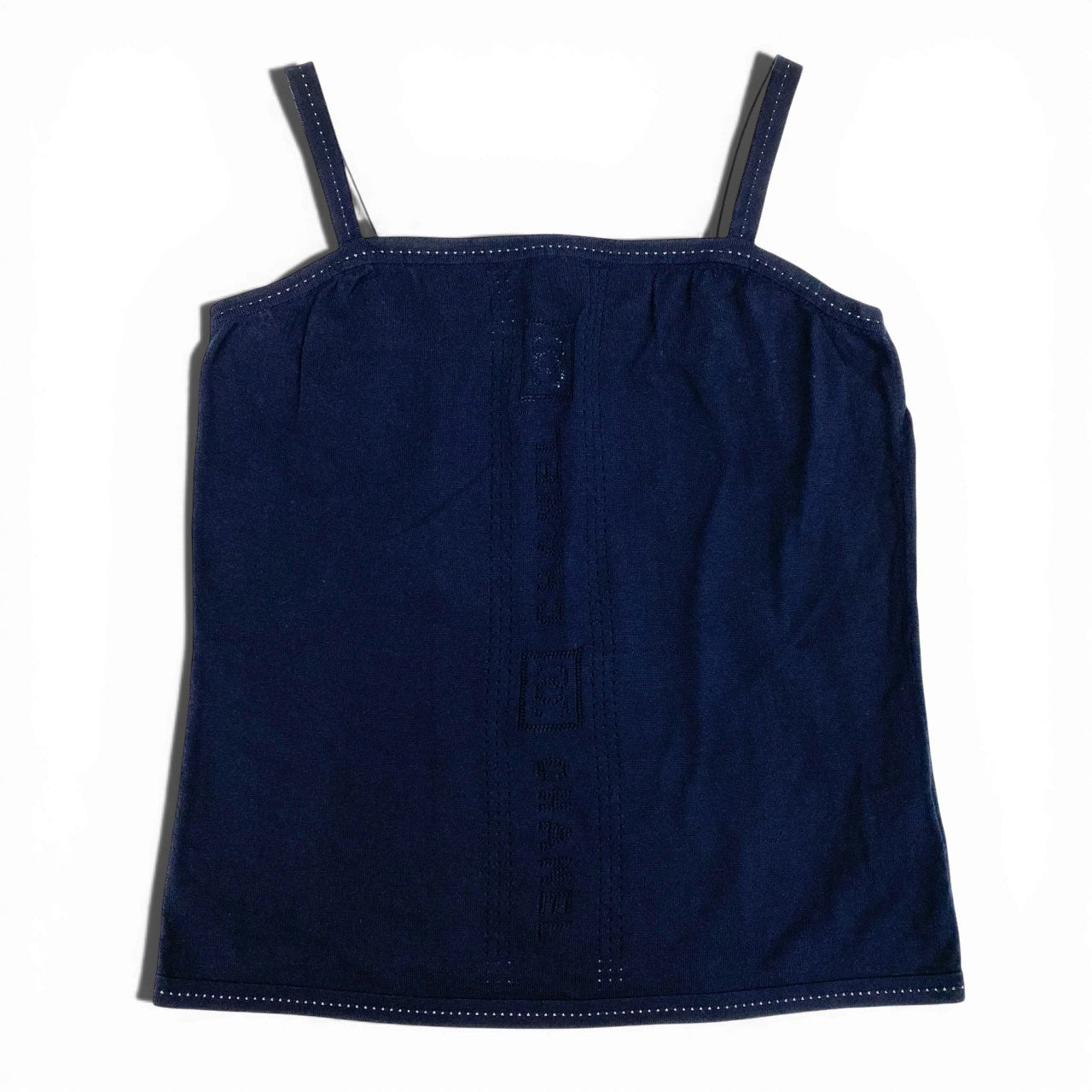 Ca15 CHANEL SPORT シャネル スポーツ 2007年 P30104 フロントココマーク ジャガードロゴ ショートタンクトップ ニット素材 サイズ40 ネイビー レディース トップスta1