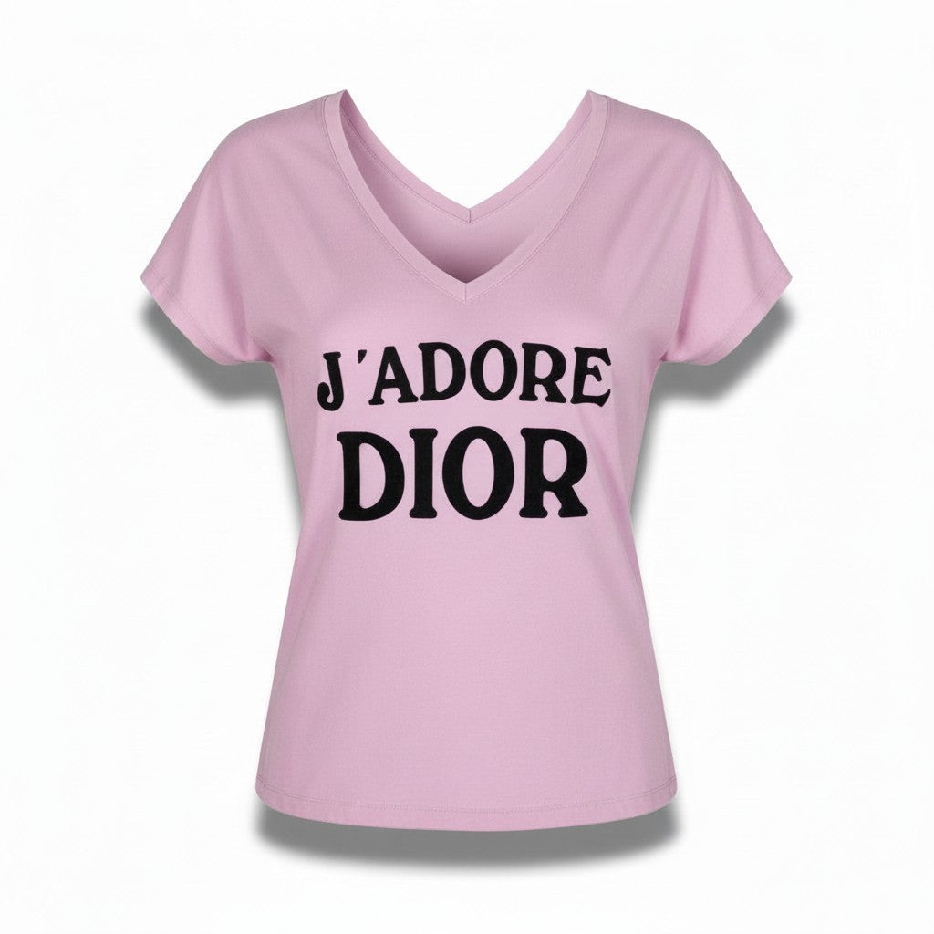 Ib2 Christian Dior クリスチャンディオール ガリアーノ期 J’ADORE ロゴ 半袖Tシャツ カットソー 3H16155400 38 ピンク コットン レディースu02t
