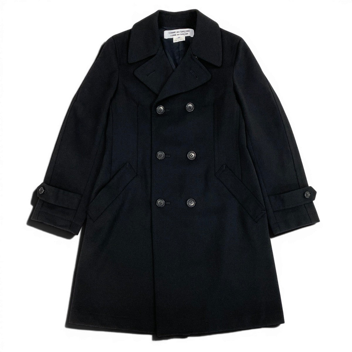 Ef27 COMME des GARCONS トレンチコート アウター AD2010 日本製 XSサイズ ブラック ウール100％ レディース 女性用u02t