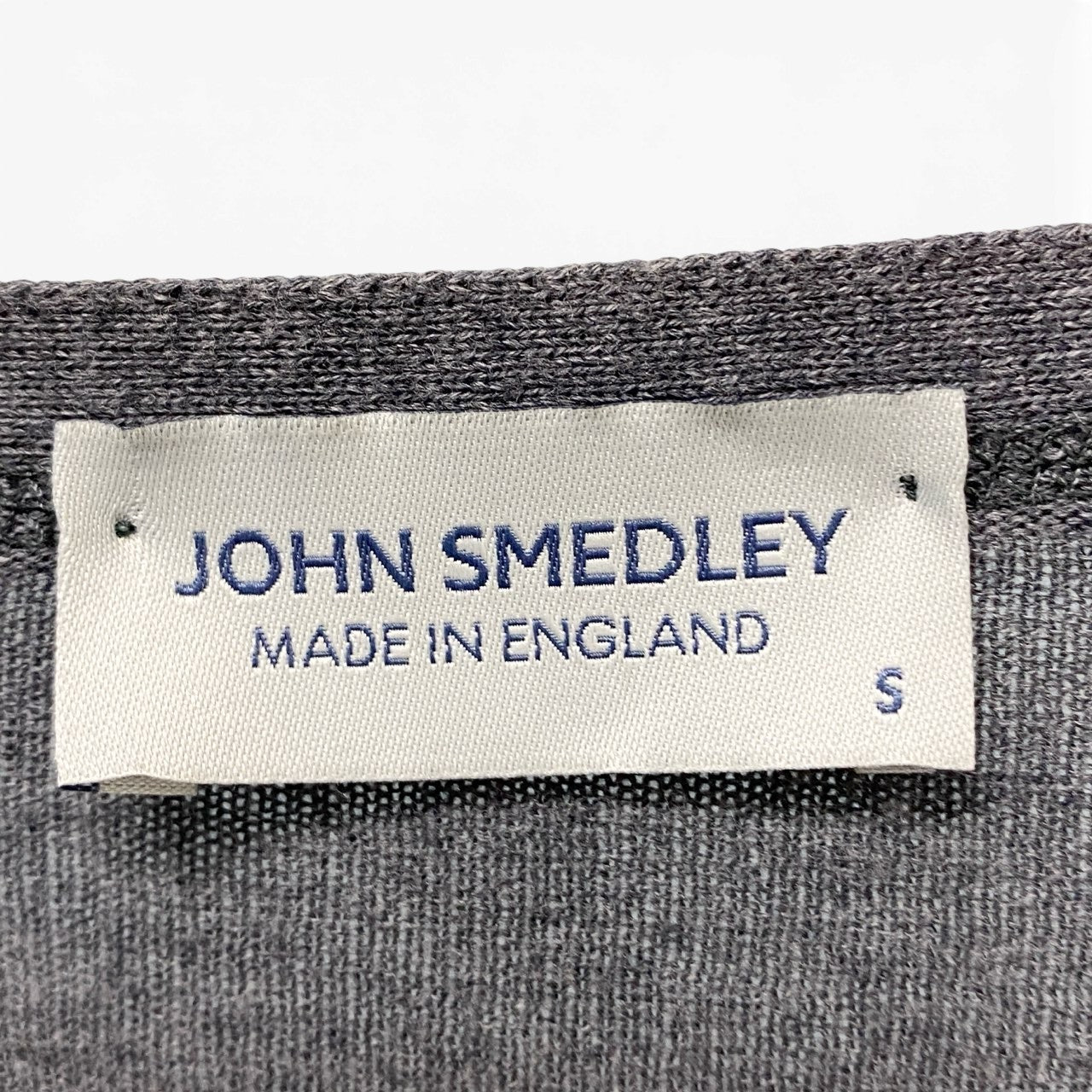 77b17 JOHN SMEDLEY ジョンスメドレー 英国製 ニットカーディガン コットンニット ロングスリーブ メンズ 紳士服 グレー Sサイズ 綿100％u02t