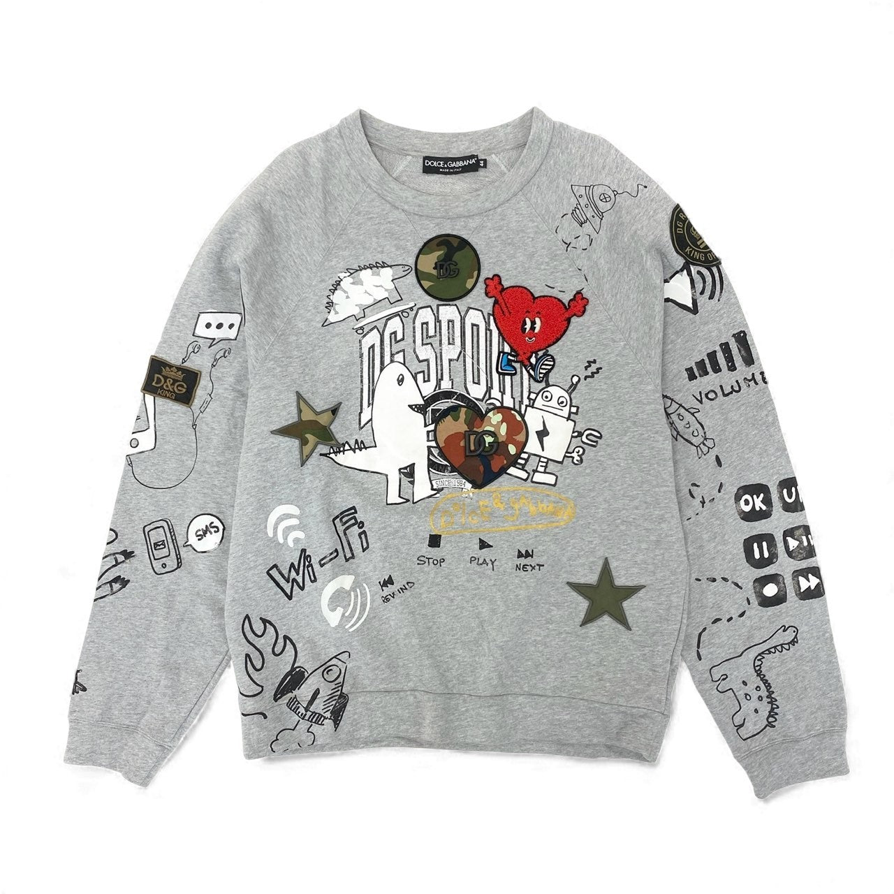 10k11 DOLCE&GABBANA ドルチェ＆ガッバーナ プリント ワッペン オーバーサイズ スウェットトレーナー サイズ44 メンズ トップスk02i