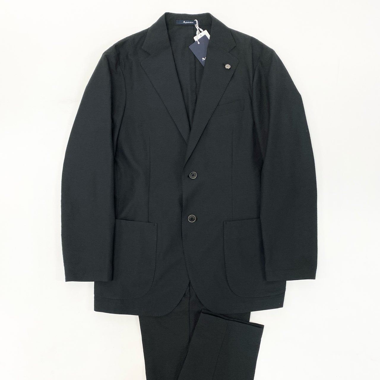 4k23《未使用保管品》 Aquascutum アクアスキュータム 定価￥96.800円 SUMMER TEC.3 TROPICAL JACKET PANTS セットアップスーツ シングル 2B 伸縮ストレッチ メンズ 紳士服 2205207026 / 2205207026 38 ブラックu02t
