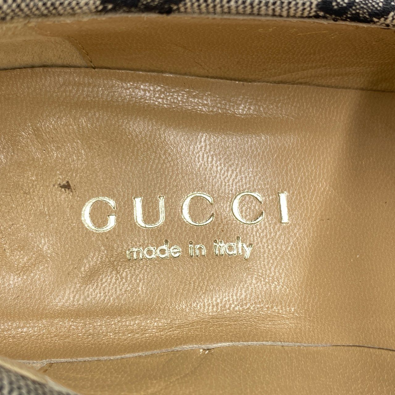 5h29 《美品》 GUCCI グッチ ホースビット GGシグネチャー ローファー 35 1/2 ブラック グレー シューズ 箱 保存袋付属t18r