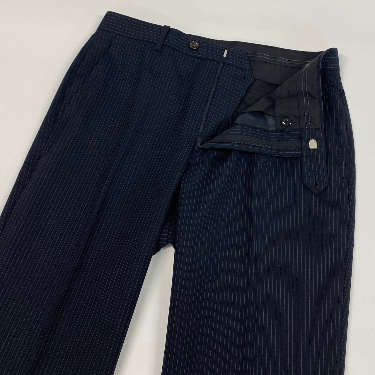 23e14 【美品】allegri アレグリ スーツセットアップ テーラードジャケット スラックス ストライプ 日本製 ネイビー メンズ 男性用u02t
