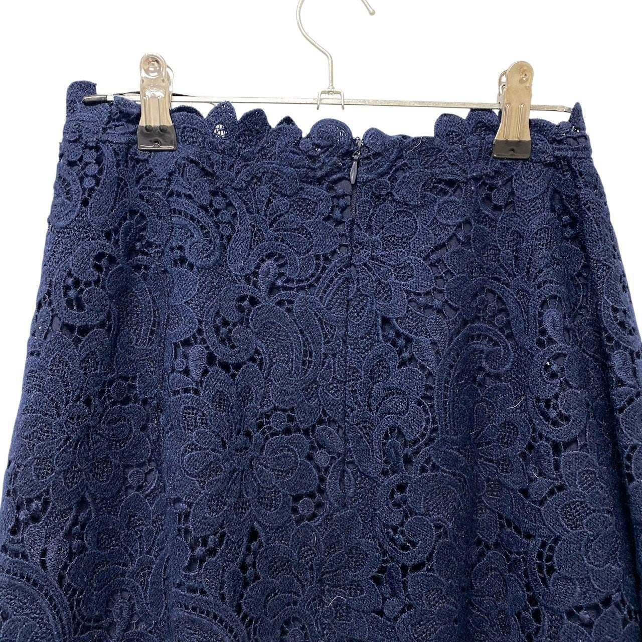 6f18 ERMANNO SCERVINO エルマンノシェルビーノ レーススカート 変形スカート 膝丈 イタリア製 40サイズ ネイビー レディース 女性用u02t