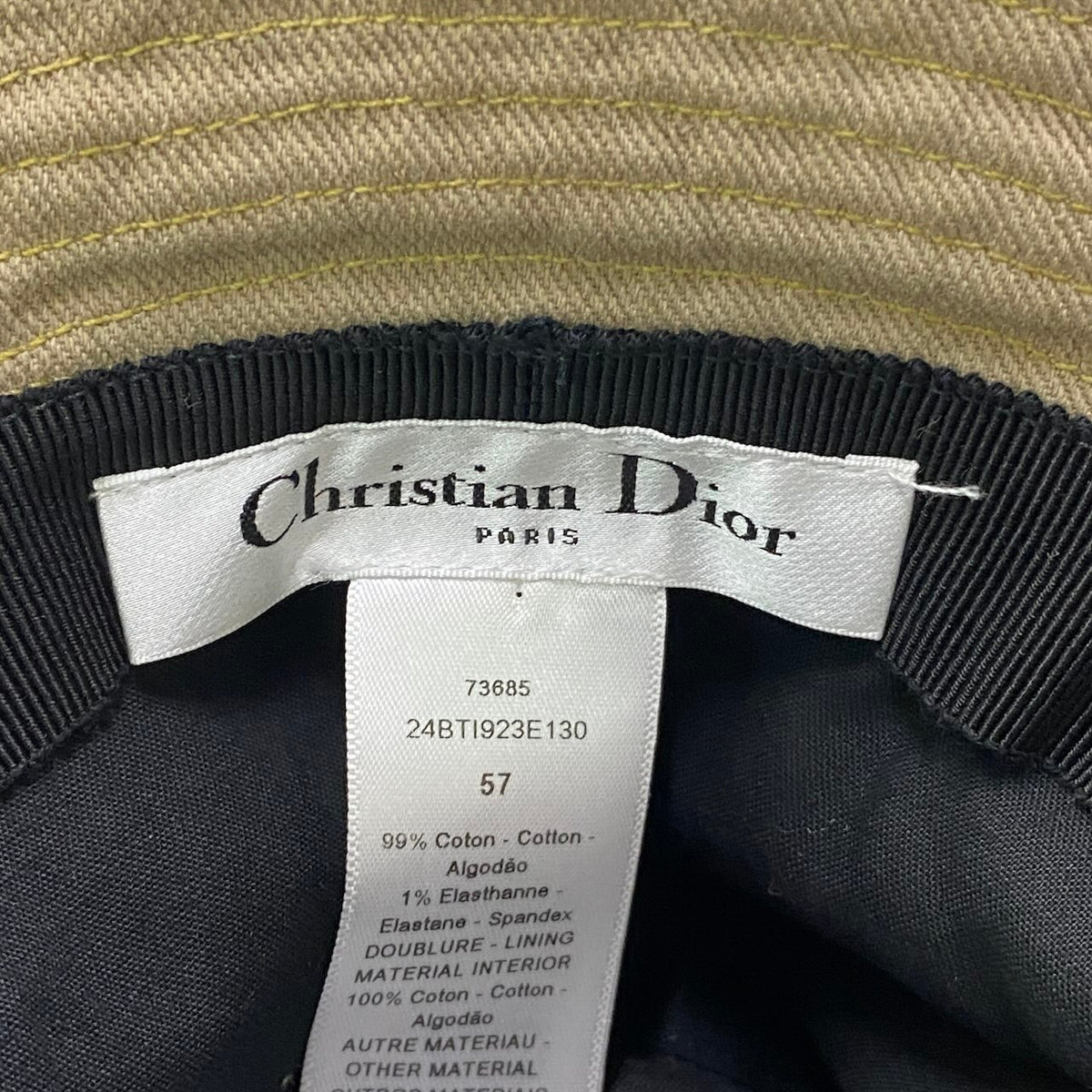 j15 Christian Dior クリスチャンディオール Dior Union バケットハット 24BTI923E130 サイズ57 ベージュ レディース
