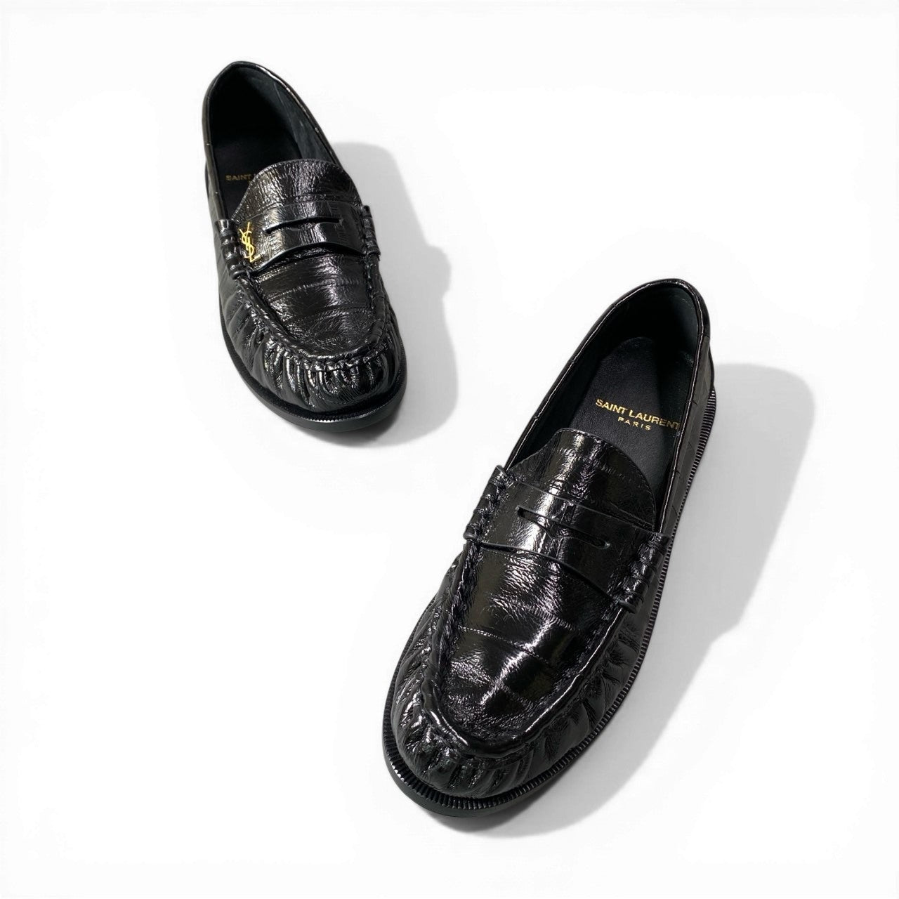 【未使用品】SAINT LAURENT サンローラン パリ LOU Loafers ル ローファー サイズ36 ブラック イールスキン レディース 革靴k02i