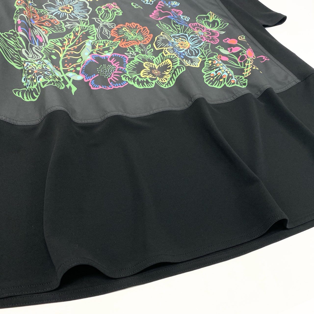 28k29 TOKUKO 1er VOL トクコプルミエヴォル 長袖 ロングワンピース 異素材切替 花柄プリント ストレッチ○ レディース 女性用 9 ブラックu02t