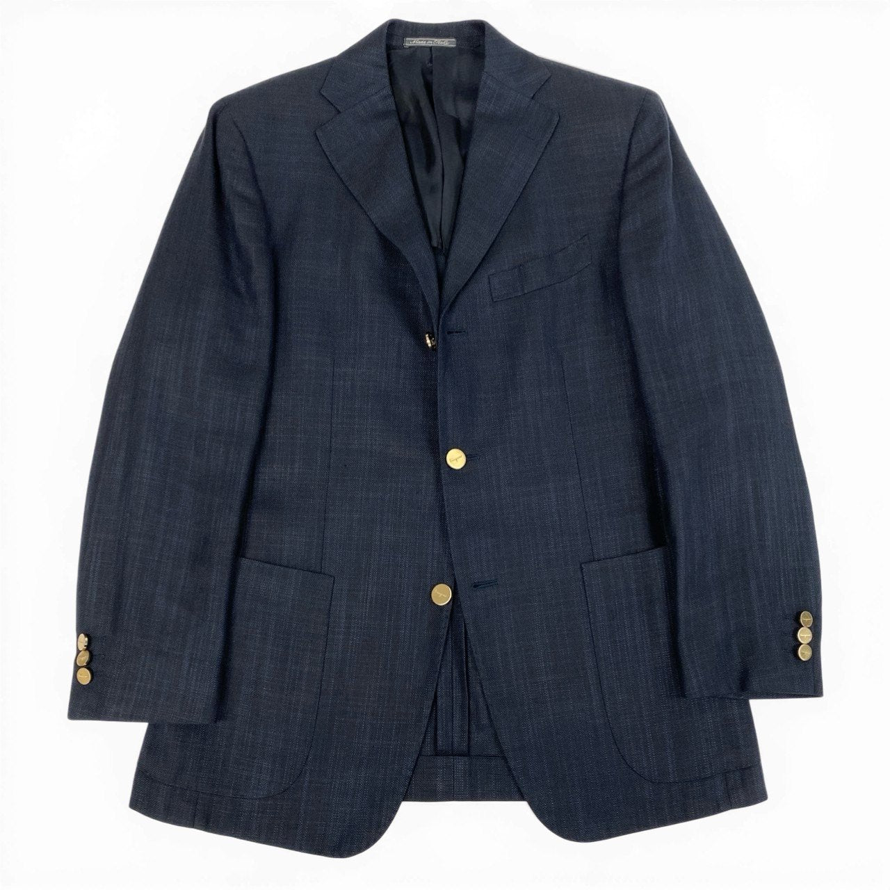 65b10【美品】Salvatore Ferragamo サルバトーレフェラガモ 紺ブレザー 金ボタン テーラードジャケット 48サイズ ネイビー メンズ 男性用k02i