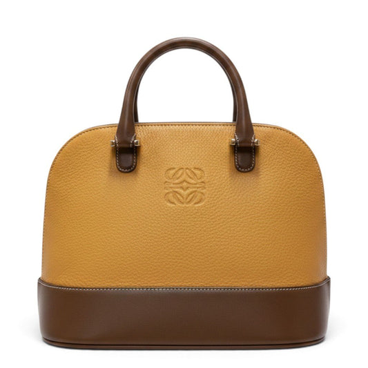 h29 LOEWE アナグラムロゴ ヴィンテージバッグ ハンドバッグ ブラウン ベージュ レザー レディース 女性用ta1