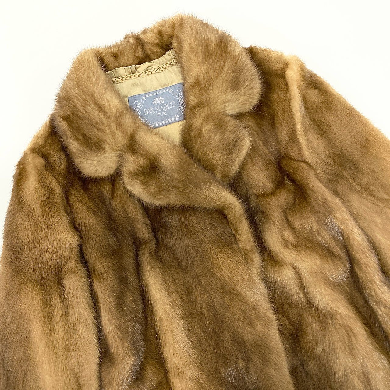 39k1《美品》 SAN MARCO サンマルコ パステルミンク ファーコート 11 ライトブラウン 本毛皮 MINK FUR COATt18r