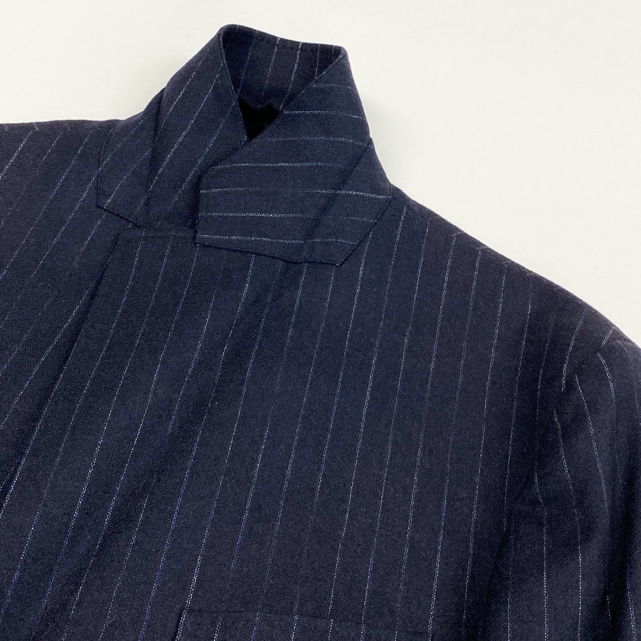 31L8 LANVIN COLLECTION ランバン コレクション ロングテーラードジャケット コートジャケット ストライプ カシミヤ混 45サイズ ネイビー メンズo07t