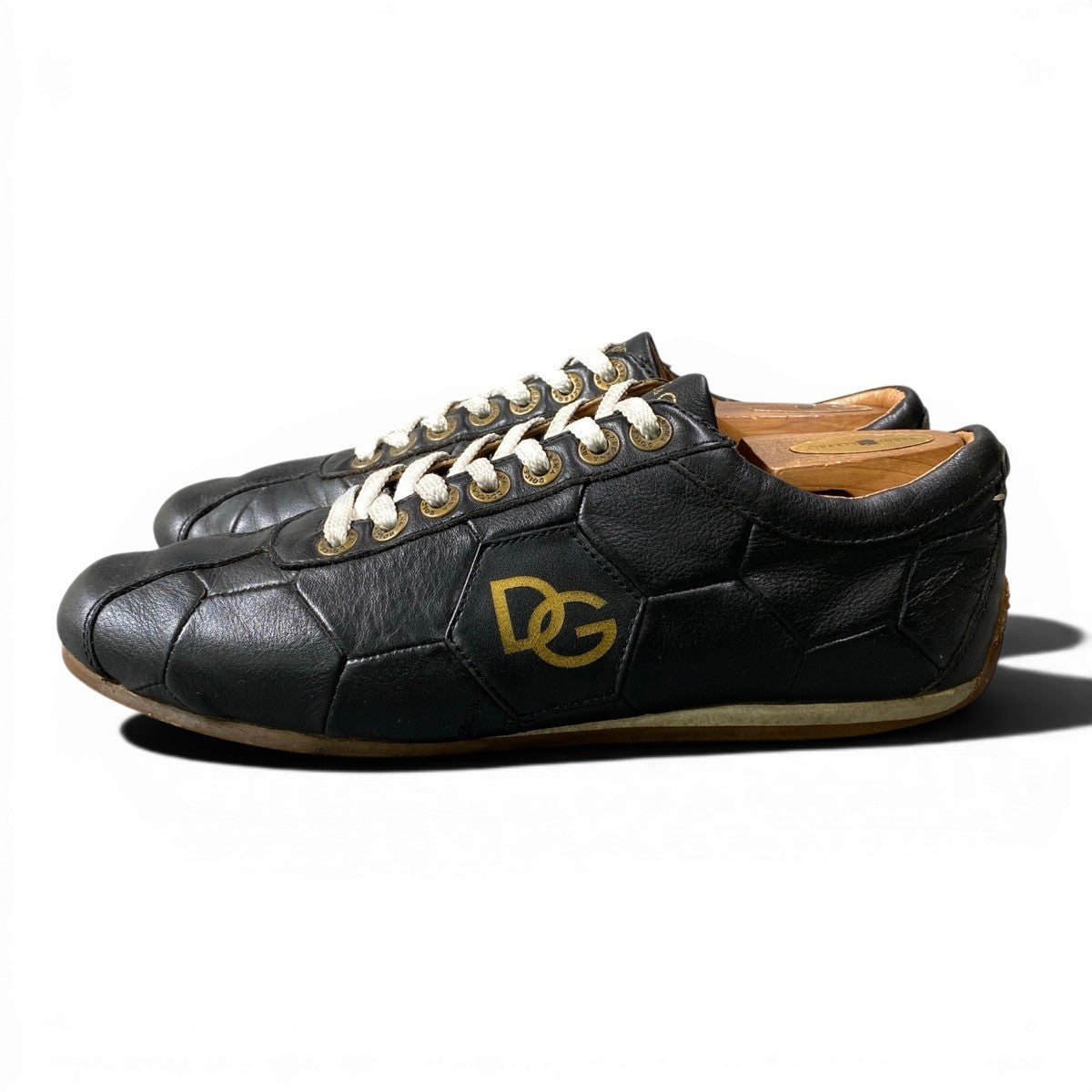 1g8 DOLCE&GABBANA ドルチェアンドガッパーナ サッカーボール DGロゴ ローカットスニーカー シューズ CA0194 ブラック レザー メンズ 男性用o07t