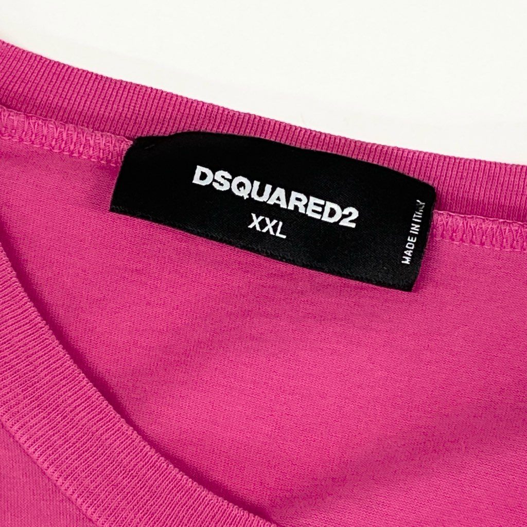 13l27 DSQUARED2 ディースクエアード 半袖Tシャツ プリントTシャツ PUNKプリント トップス イタリア製 XXLサイズ ピンク コットン100％ メンズo07t