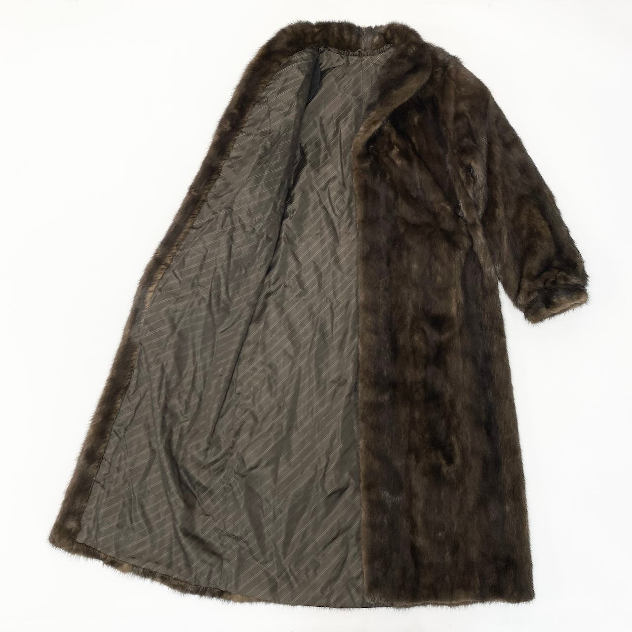 47c18 超ロング デミバフミンク ファーコート 丈120cm サイズ11 ブラウン 本毛皮 Mink Fur Super Long Coatt18r