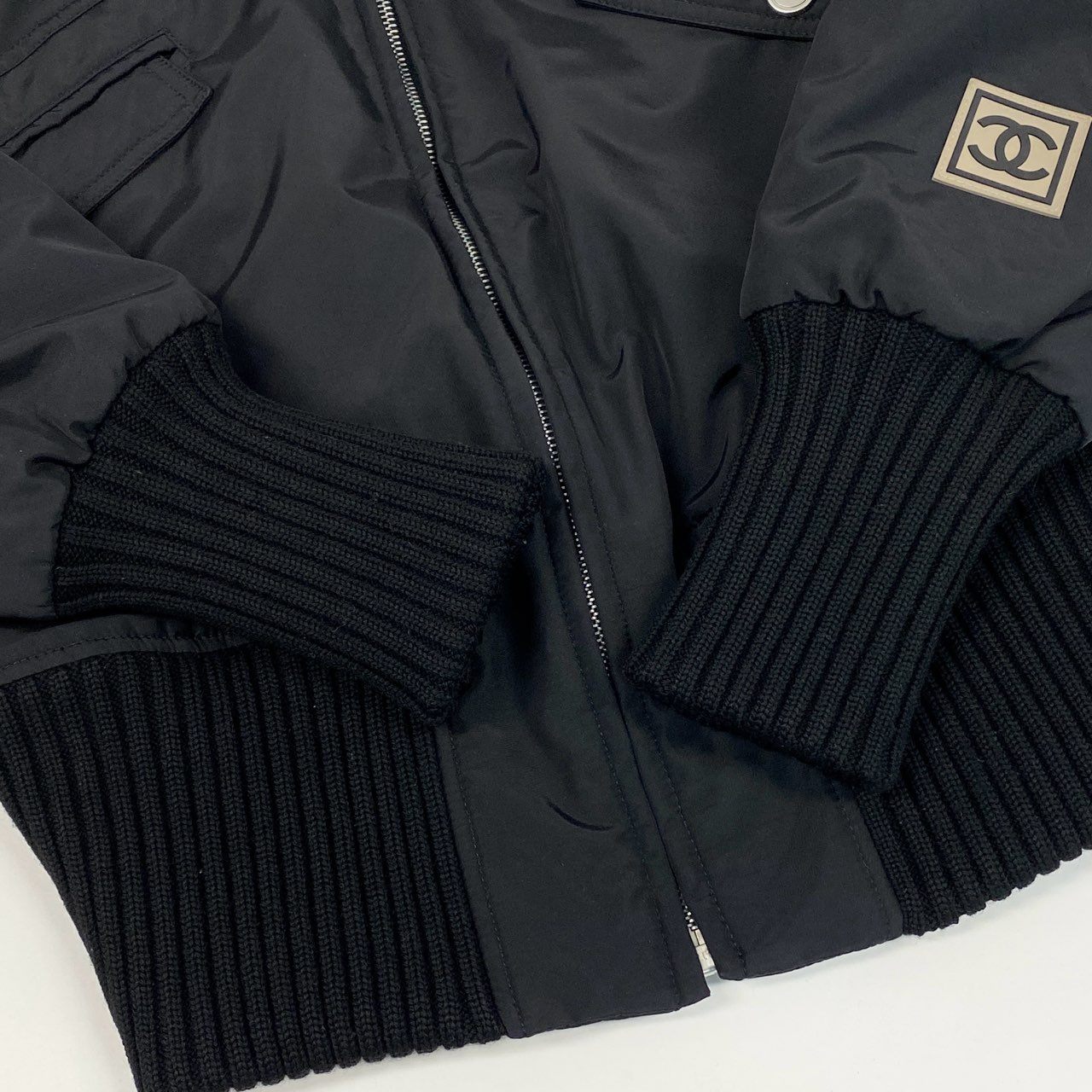 Cb19 CHANEL SPORT シャネル スポーツ 2002年 02A 94305 ココマークロゴ ショートジャケット ブルゾン サイズ40 ブラック レディース ヴィンテージta1