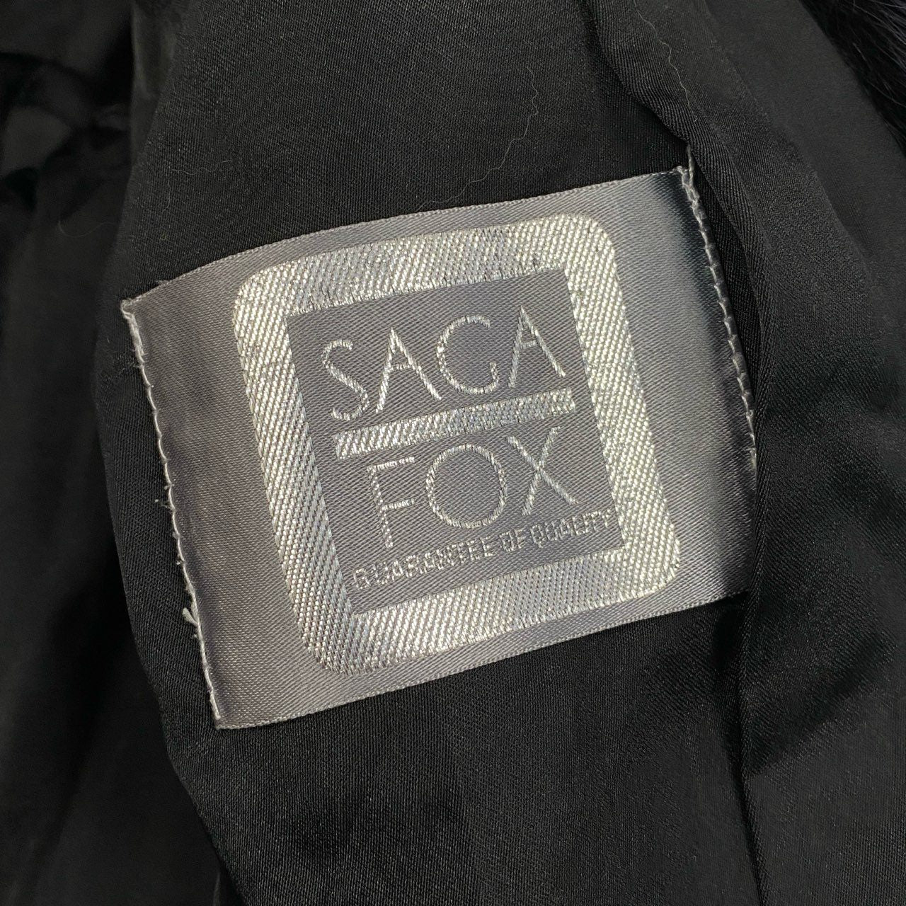 71a15 SAGA FOX サガフォックス 銀サガ 染め フォックスファーコート サイズF ブラック 最高級本毛皮 Fox Fur Black Coatt18r