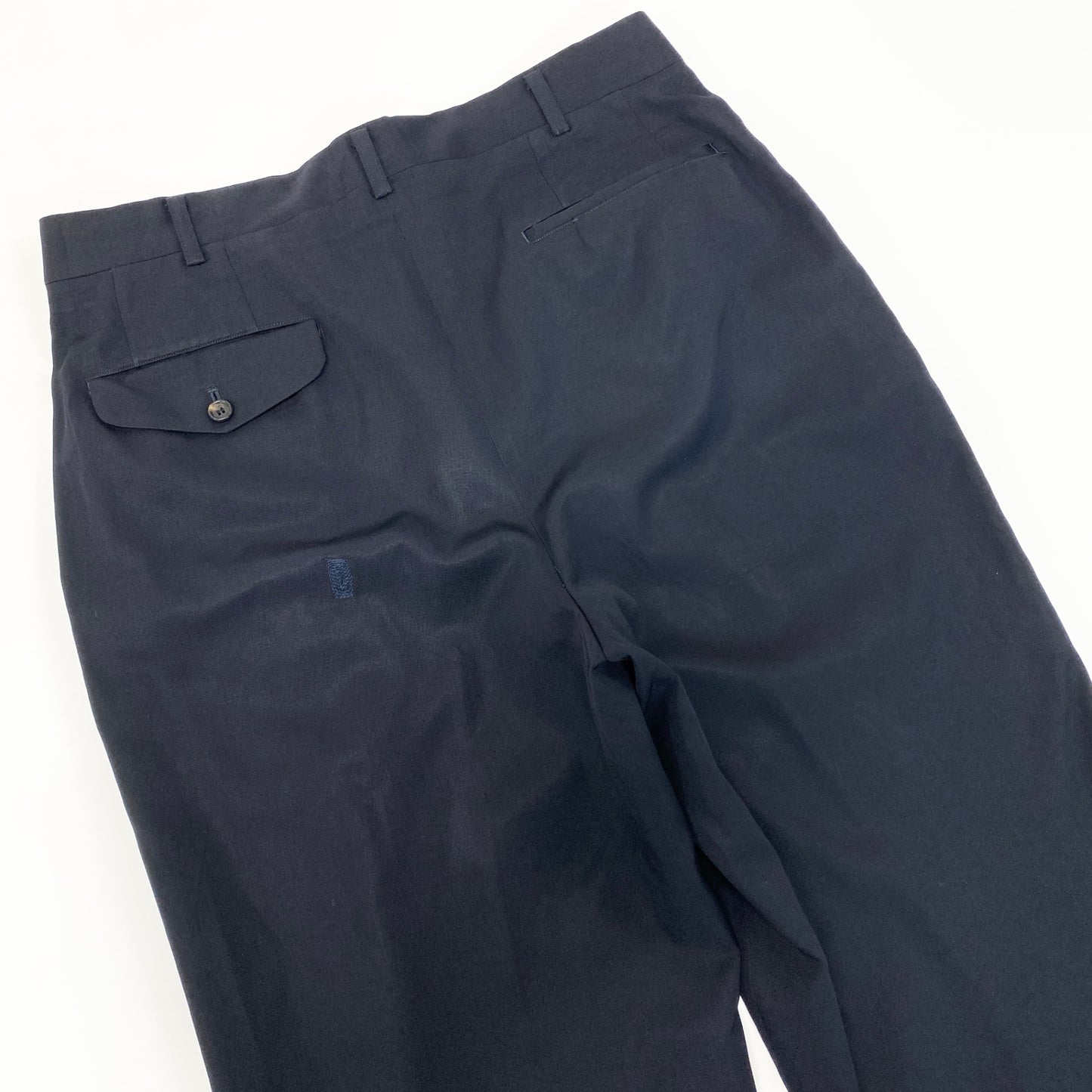 21i29 COMME des GARCONS HOMME コムデギャルソン オム タック スラックス ウール パンツ ボトムス AD1993 日本製 12039M Mサイズ ネイビー メンズo07t