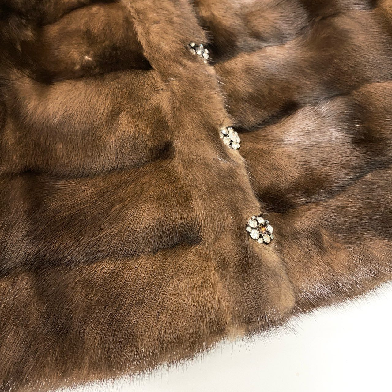 20c14 BIRGER CHRISTENSEN バーガークリステンセン デミバフミンク ミンクベスト 毛皮 装飾ボタン ブラウン ミンクファー レディースu02t
