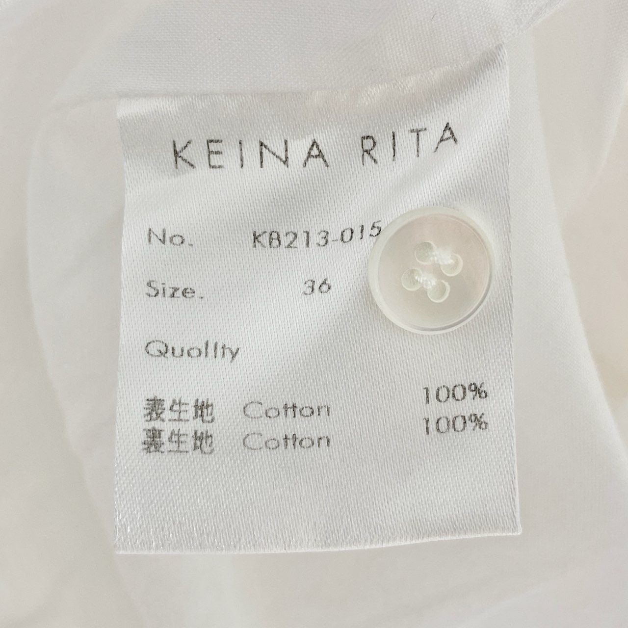 65g2 KEINA RITA ケイナリタ ruri スタンドカラー 半袖シャツ バルーンブラウス サイズ36 ホワイト 画像参照