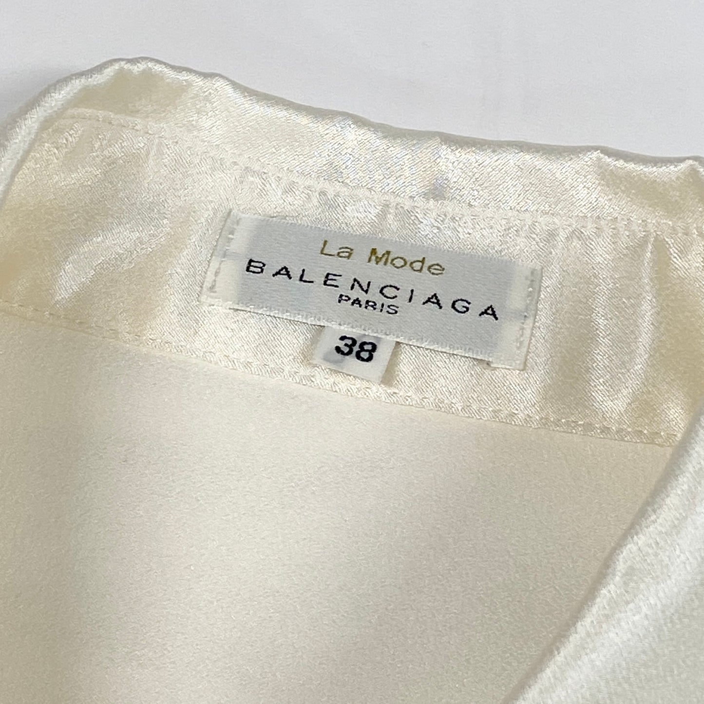 29d16 Vintage BALENCIAGA バレンシアガ 長袖ブラウス シャツ トップス 38 ホワイト系 ポリエステル レディースu02t