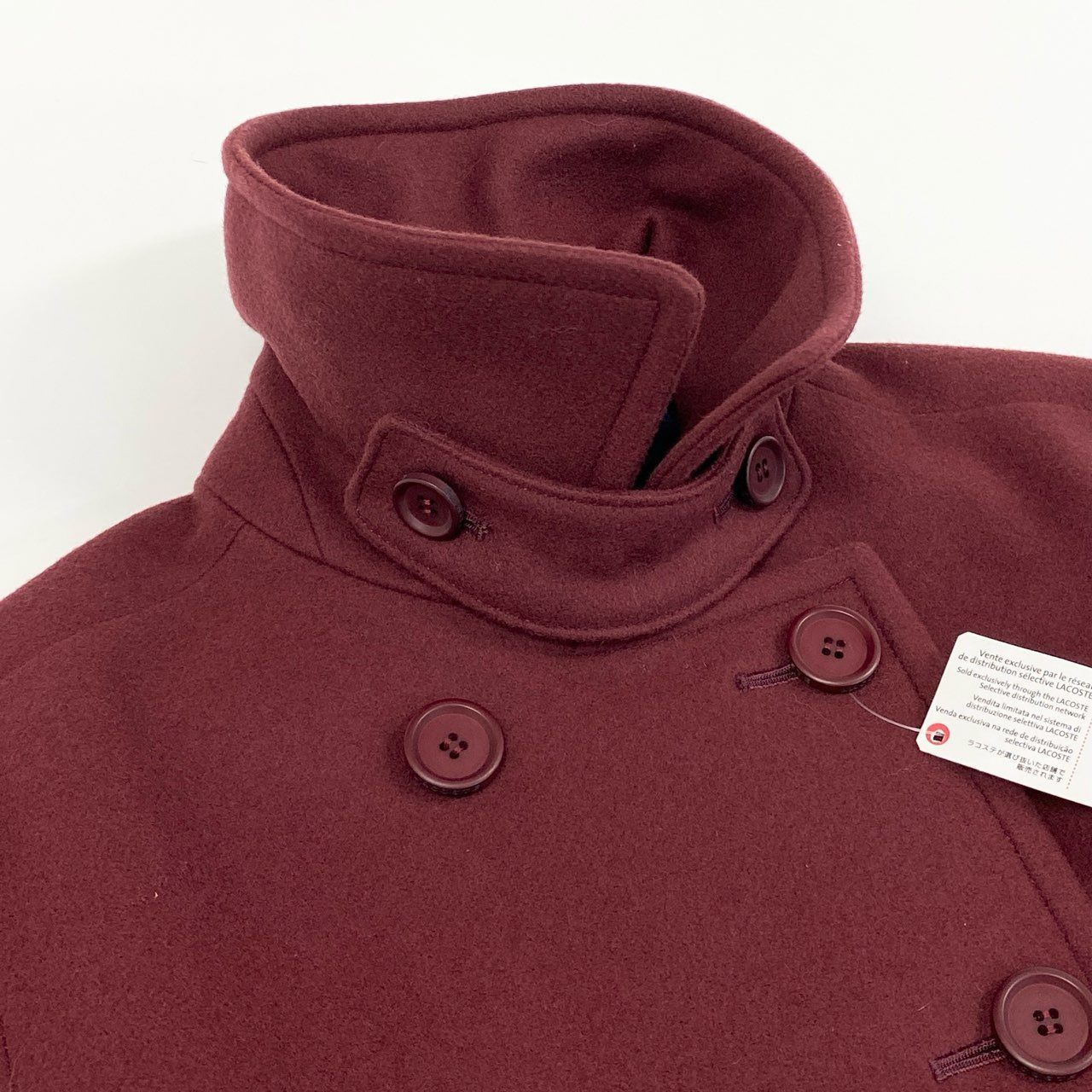 51f3 【新品タグ付き】 LACOSTE ラコステ Pコート ピーコート ウールコート アウター サイズ40 ボルドー レディース 日本製