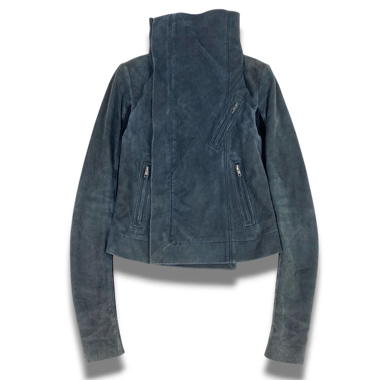 Ac2 Rick Owens リックオウエンス 2014SS ライダースジャケット レザージャケット 短丈 サイズ40 ネイビー系 レディース アウターk02i