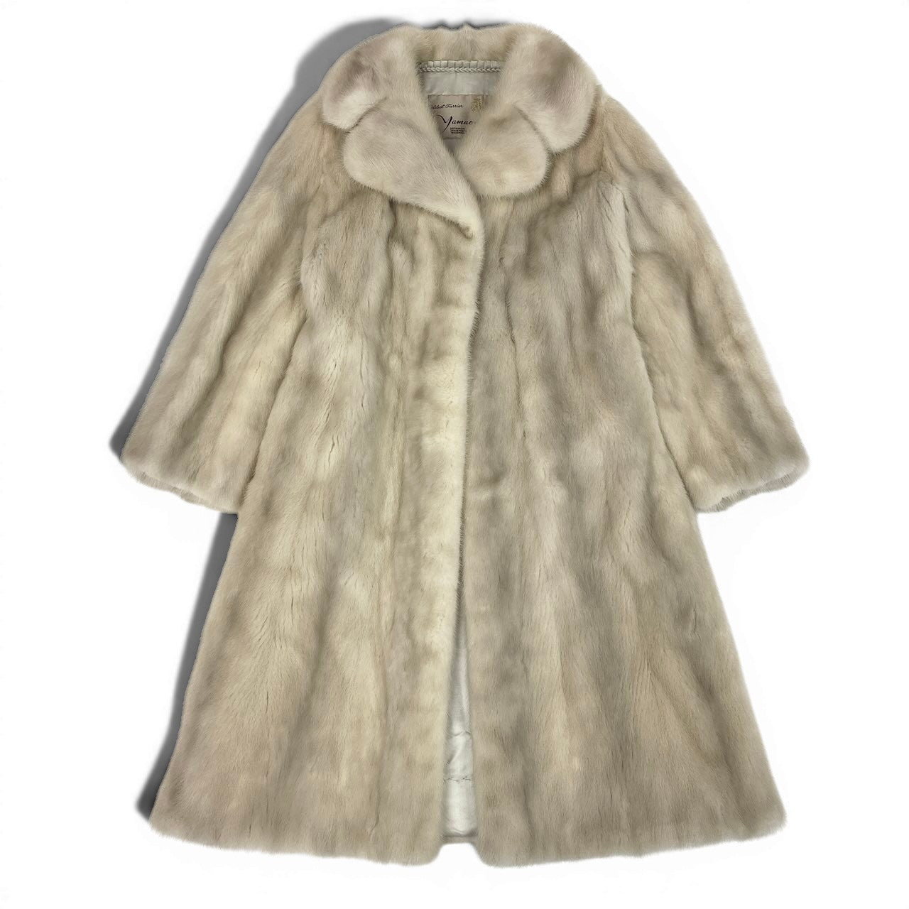 54e13 yamaoka パールミンク ロングコート サイズF ホワイト 本毛皮 Pearl Mink Fur Long Coatt18r
