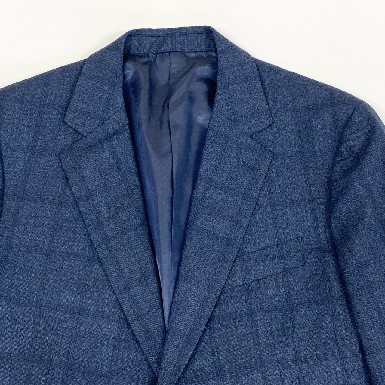 64L15 《美品》 TAKEO KIKUCHI タケオキクチ 日本製 NIKKE社製 シングルスーツ セットアップ 2 ブルー系 チェック ウール メンズu02t