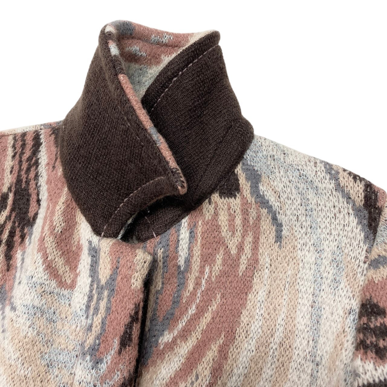 81g4 MISSONI ミッソーニ ステンカラーコート 総柄 ウールモヘヤ混 ロングコート サイズ46 マルチカラー レディースk02i
