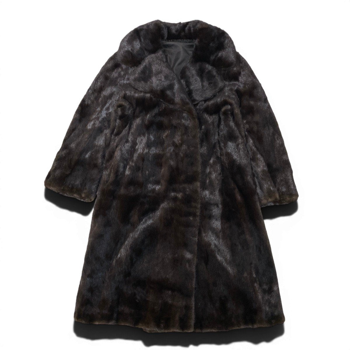 93h9 マホガニーミンク 超ロング ファーコート 丈115cm サイズ 茶系 本毛皮 Mink Fur Long Coat 毛質◎t18r