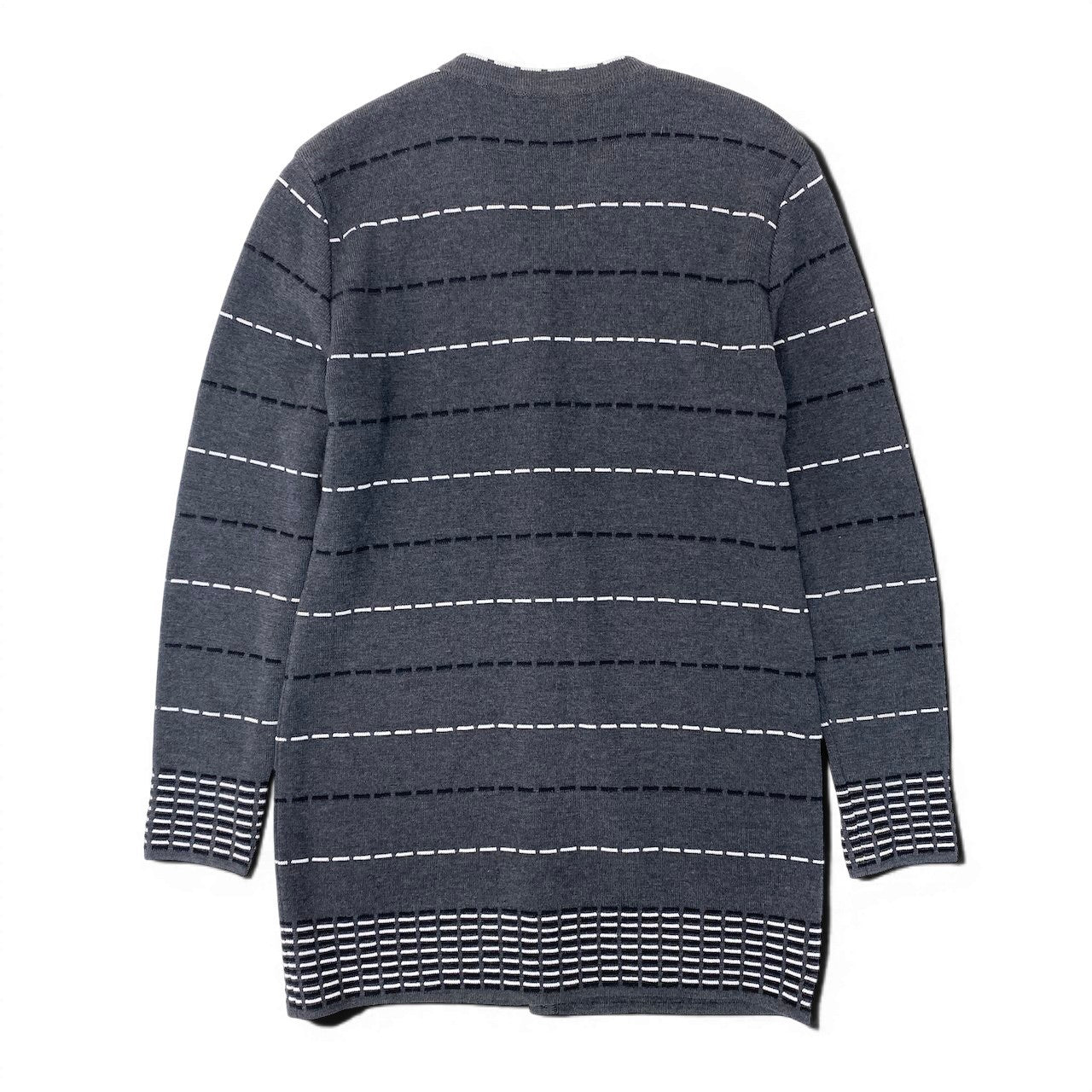 84e29 Christian Dior クリスチャンディオール ロング ニットカーディガン  ボーダー KW30N4027 サイズM グレー ウール×レーヨン レディース 女性服o07t