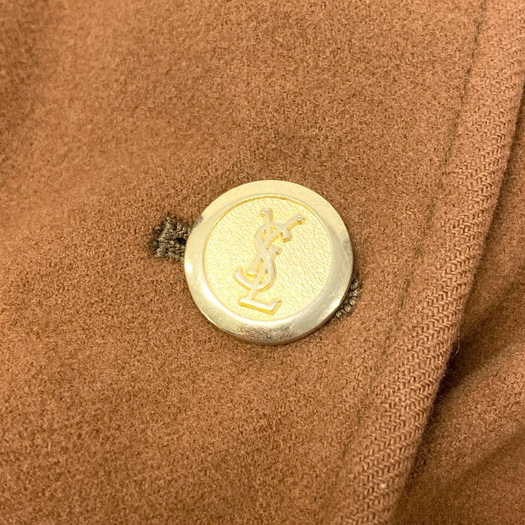 3l27 YVES SAINT LAURENT イヴサンローラン YSL 金ボタン ウールロングコート サイズS キャメル 画像参照 Vintage ヴィンテージ レトロ 女性服t18r