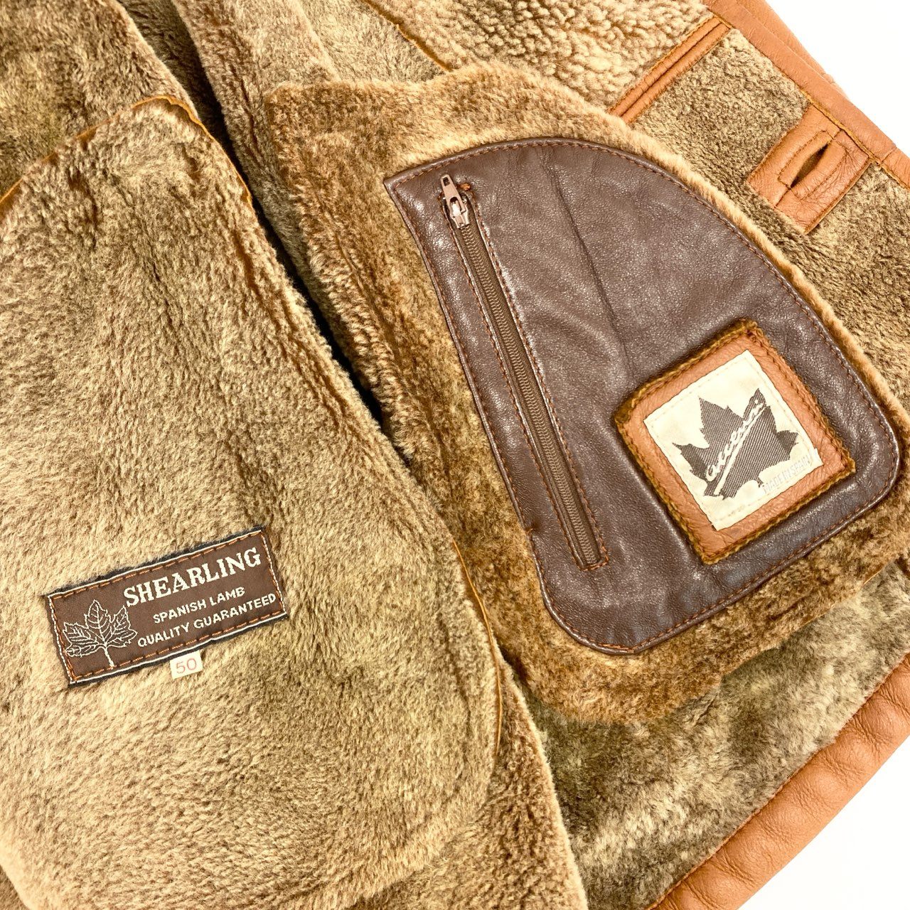 29i30《美品》ACNA ムートンコート ムートンジャケット シアリングコート シープスキン 毛皮 50サイズ ブラウン メンズo07t