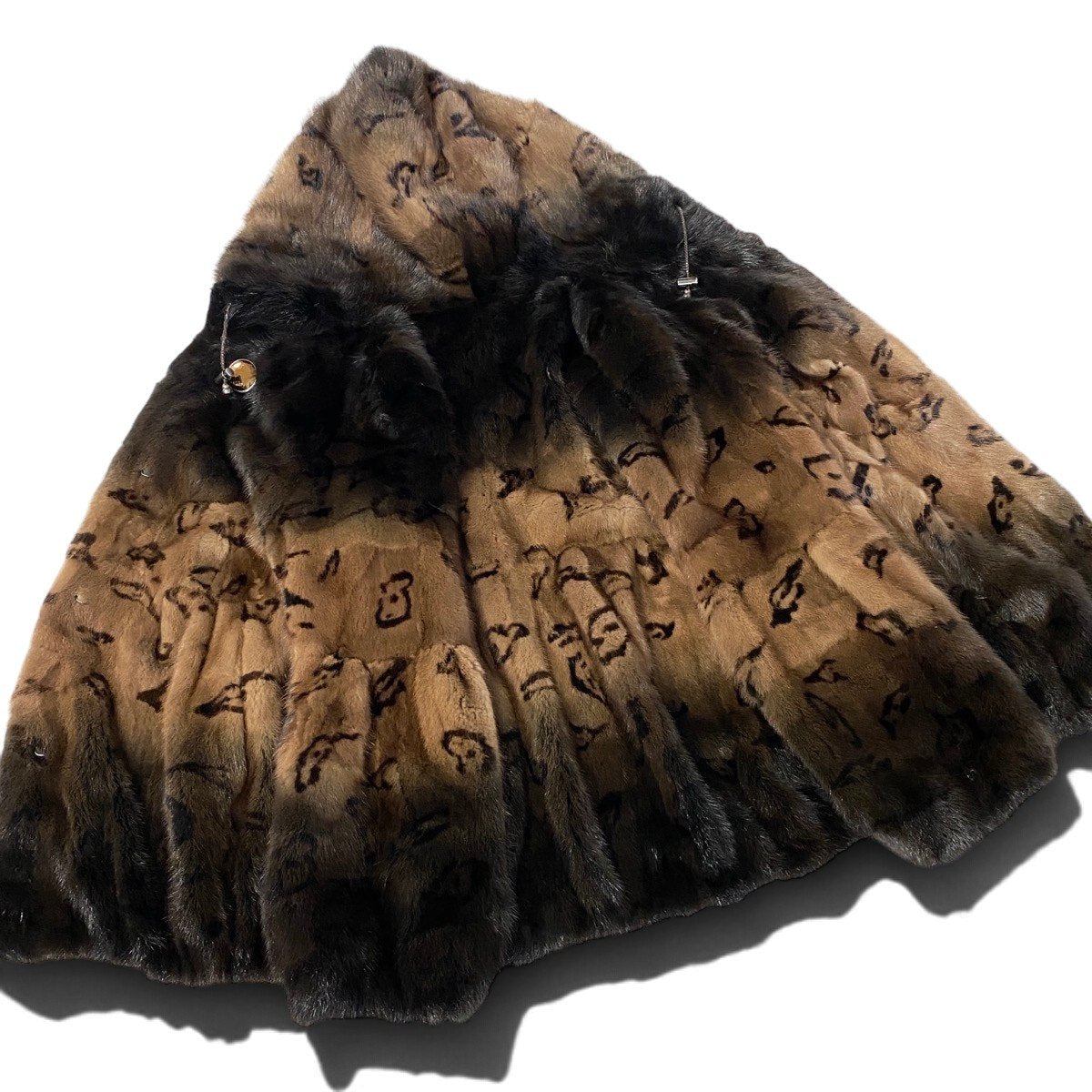 Ej23 【極美品】 ミンクファー フーデット毛皮ジャケット ハーフコート ブラウン 本毛皮 MINK fur レディースu02t