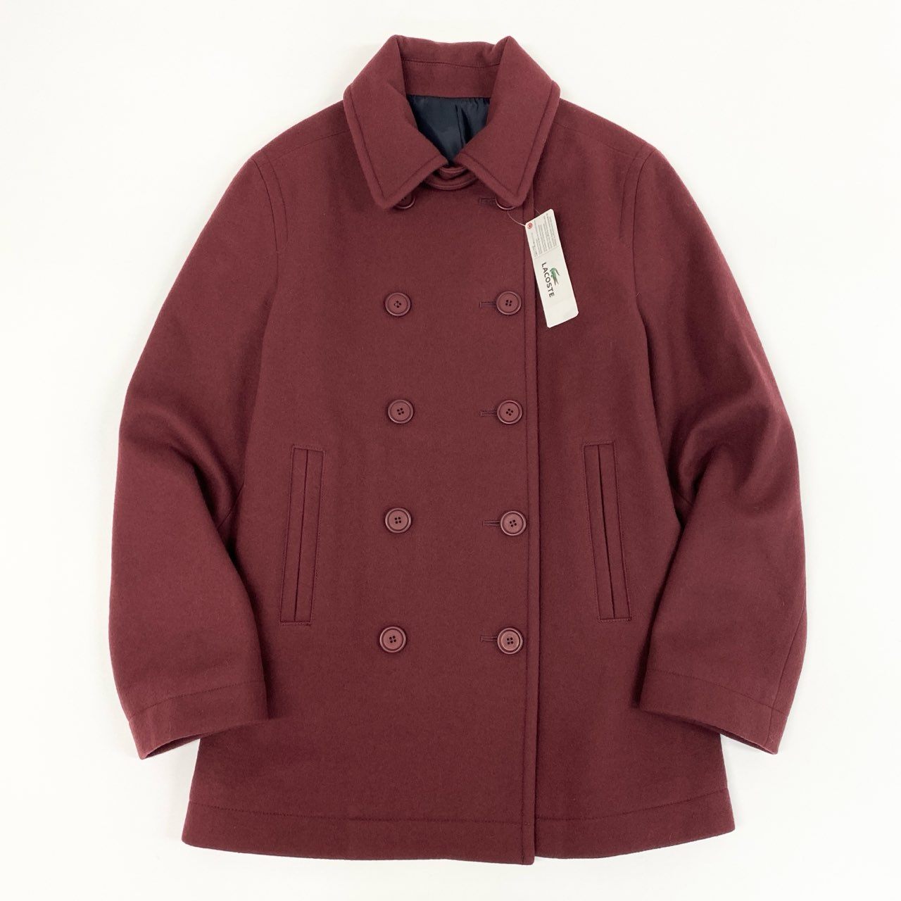 51f3 【新品タグ付き】 LACOSTE ラコステ Pコート ピーコート ウールコート アウター サイズ40 ボルドー レディース 日本製