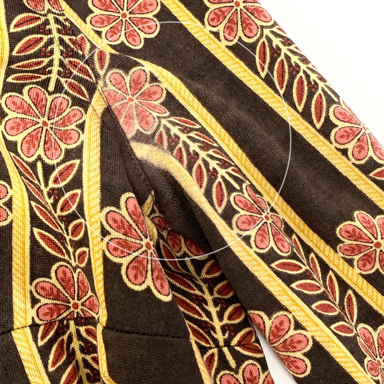 Aa15 【Vintage 70'S】CELINE ヴィンテージ セリーヌ 1970年代 総柄ニットワンピース 襟付きワンピース サイズ42 ブラウン系 レディース 女性用k02i