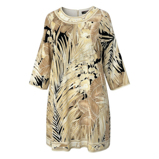 13e8 【美品】 LEONARD FASHION レオナール チュニックワンピース ロングスリーブ チュニック カットソー 美しい花柄プリント サイズ38 マルチカラー コットン100％ レディース 女性用u02t