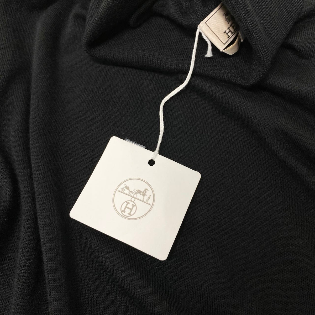 47j16 【未使用】 HERMES エルメス カシミヤブレンド タートルネック ニットセーター サイズXL ブラック メンズu02t