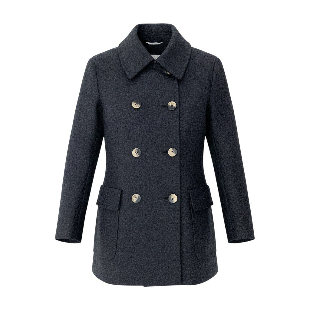 68h18 Max Mara マックスマーラ ダブルブレスト ウールジャケット ハーフコート サイズ44 ダークグレー レディースu02t