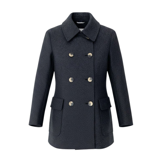 68h18 Max Mara マックスマーラ ダブルブレスト ウールジャケット ハーフコート サイズ44 ダークグレー レディースu02t
