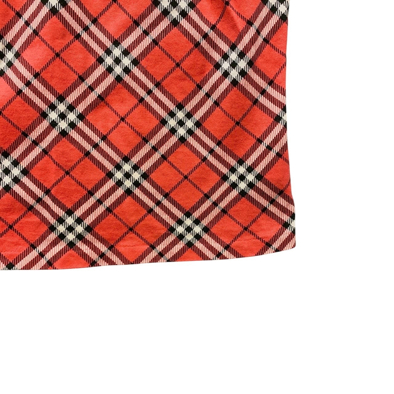 14g5 BURBERRY LONDON バーバリーロンドン ホース刺繍 チェック柄 ノースリーブ カットソー Mサイズ レッド コットン レディースo07t