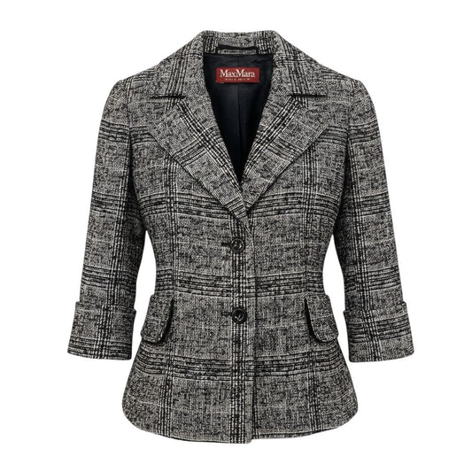 2h16 【美品】 Max Mara STUDIO マックスマーラ テーラードジャケット ショートコート アルパカ モヘア混 サイズ36 ブラック レディース 女性用u02t