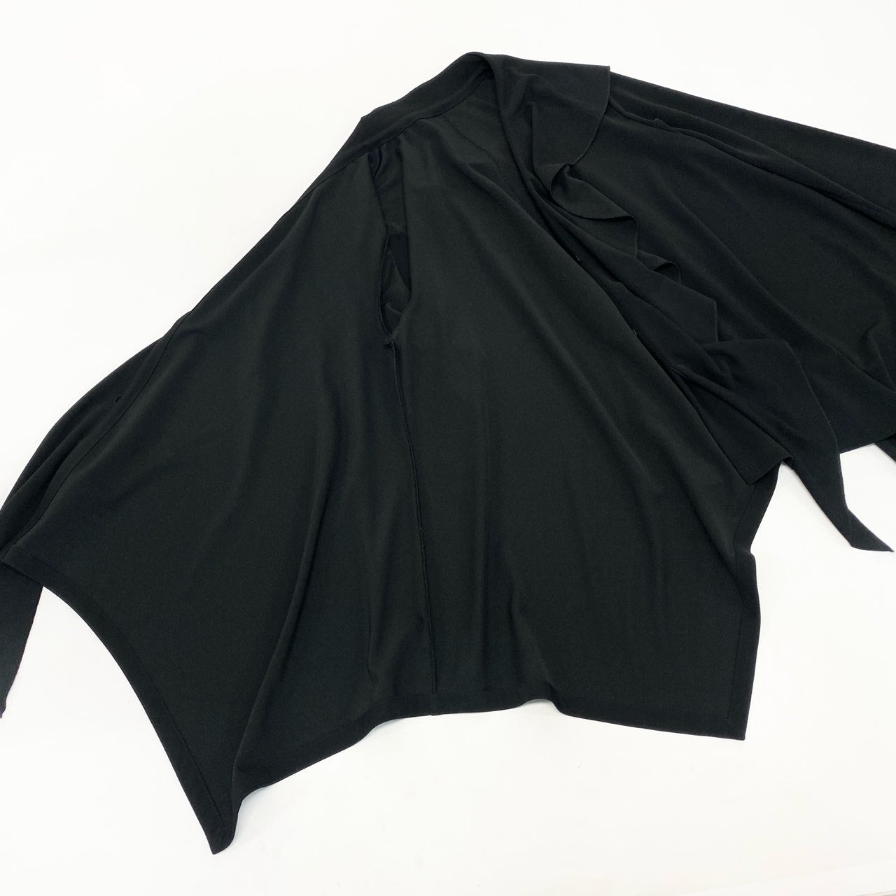 52k23《美品》 TOKUKO 1er VOL トクコプルミエヴォル フリルカーディガン ロングカーディガン 薄手 羽織 ストレッチ○ レディース 女性用  9 ブラックu02t