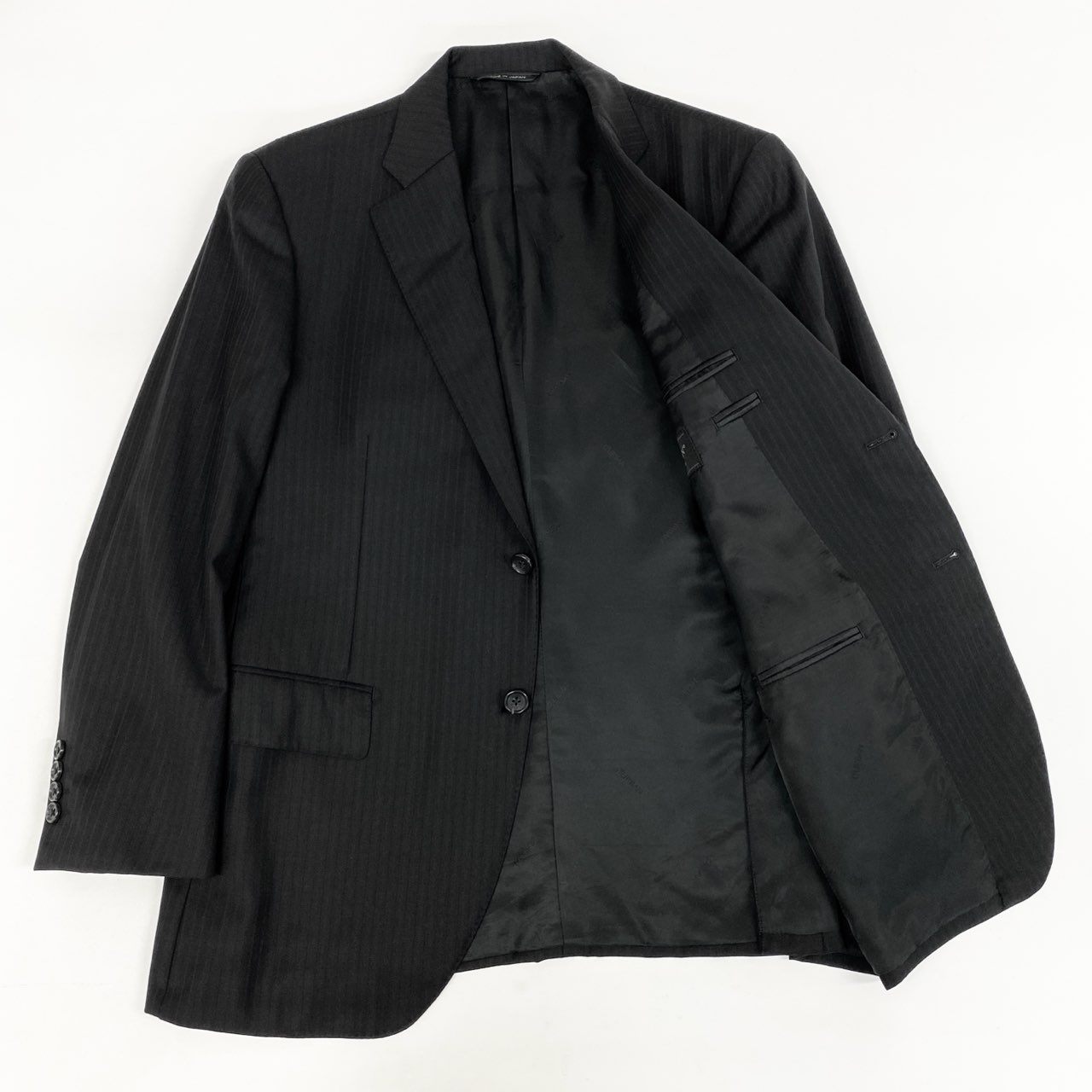 49i11 《美品》 DURBAN ダーバン Loropiana ロロピアーナ生地 スーツ セットアップ 96 L相当 ブラック 3点セット フォーマル ビジネスt18r
