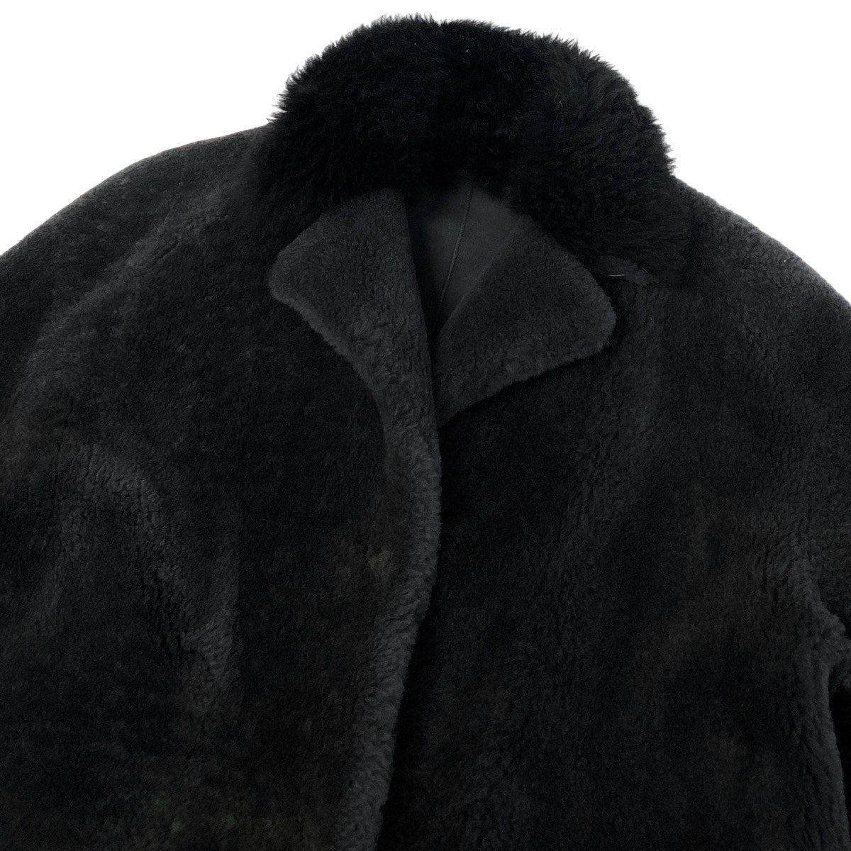 Ej22【美品】BOTTEGA VENETTA ムートンコート ロングコート イタリア製 40サイズ ブラック レザー レディース 女性用k02i