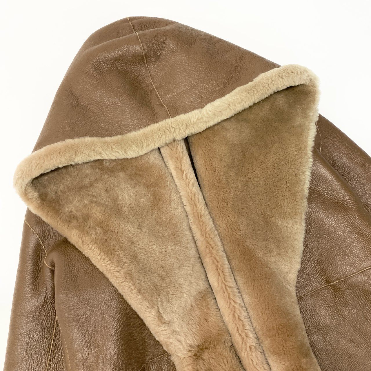 80a14《美品》 H BRAND エイチブランド ロンハーマン取扱 HARLEY ムートンコート レザーコート アウター xs ブラウン系 ムートン レディースu02t